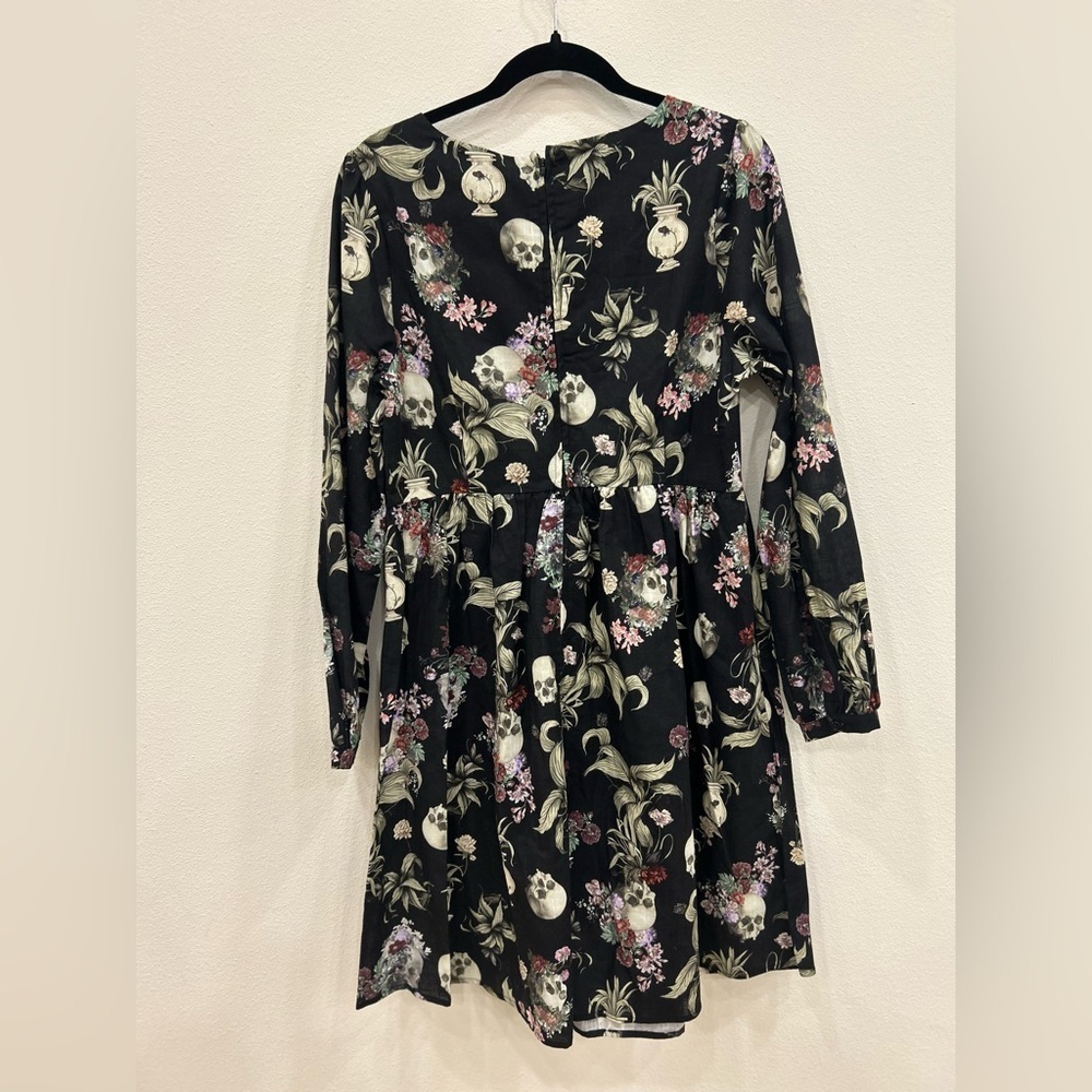 Dangerfield Memento Mori  skull floral midi Dress NWT Sz.12 Whimsigoth punk goth - Picture 5 of 10